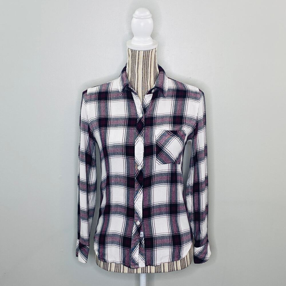 Rails Plaid Button Up Shirt Top Women Size XS Soft Rayon Flannel Classic Casual